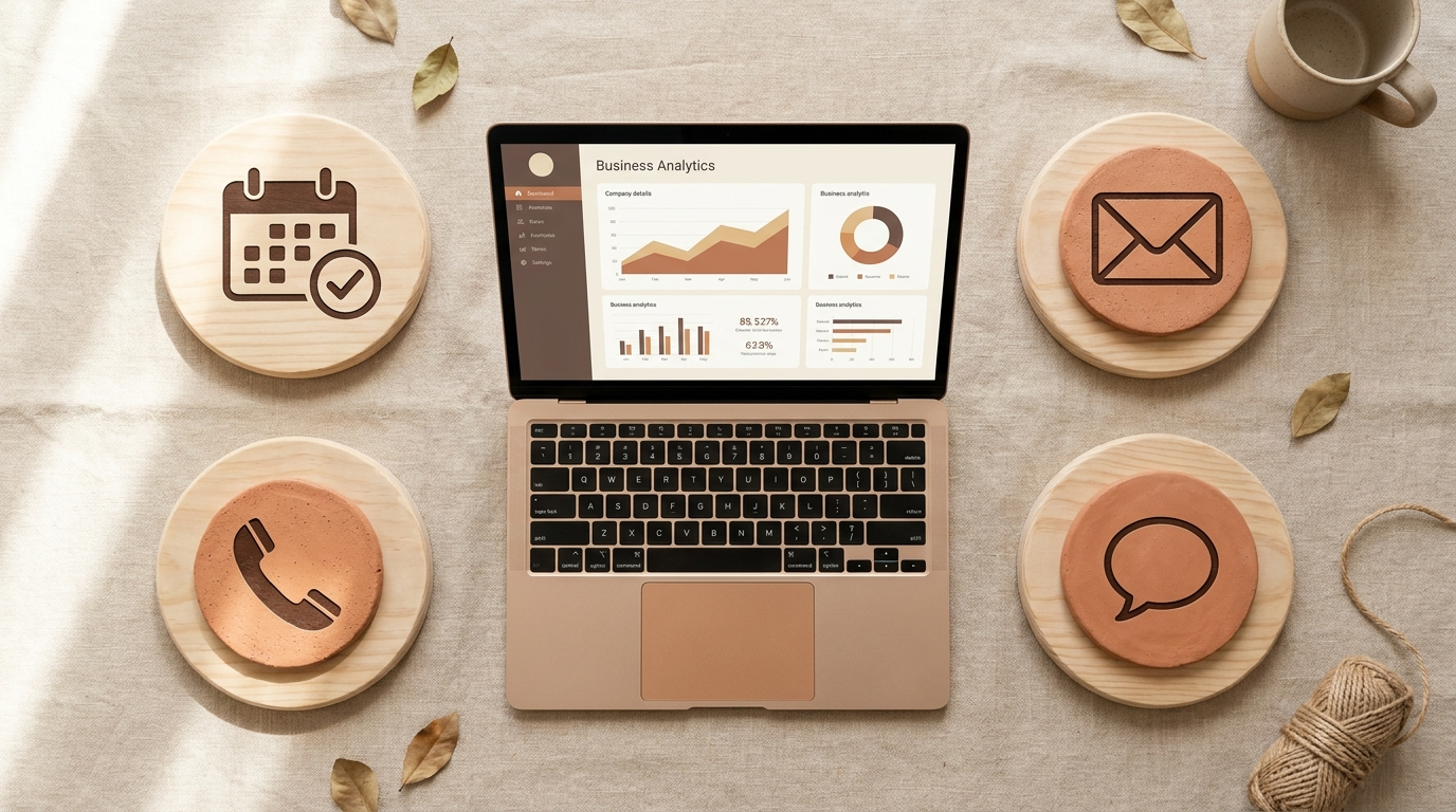 Flat lay showing the all-in-one business tools GoHighLevel consolidates