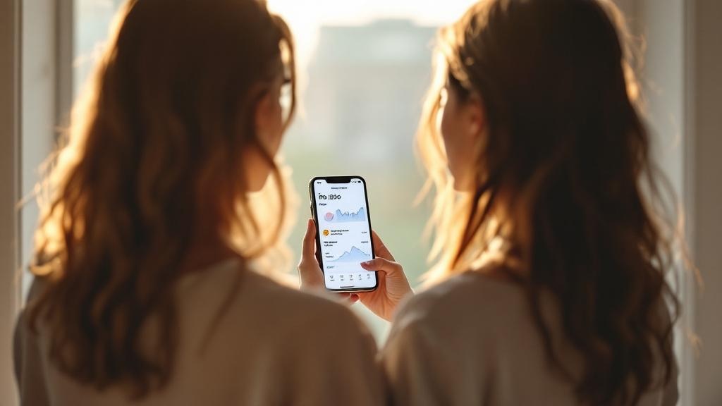Woman from behind holding phone showing affiliate income dashboard — making money online without showing her face using faceless content creation